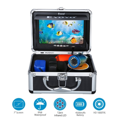 Portable 7 Inch Monitor 1000TVL Waterproof Underwater Fishing Kit 24PCS  Infrared IR LEDs Fish Finder for Ice Lake Boat Fishing 