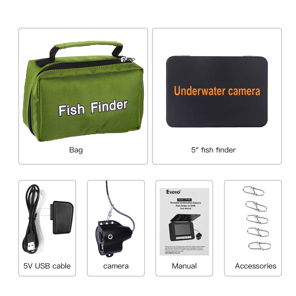Eyoyo Portable Underwater Fishing Camera, 5 Video Fish Finder w