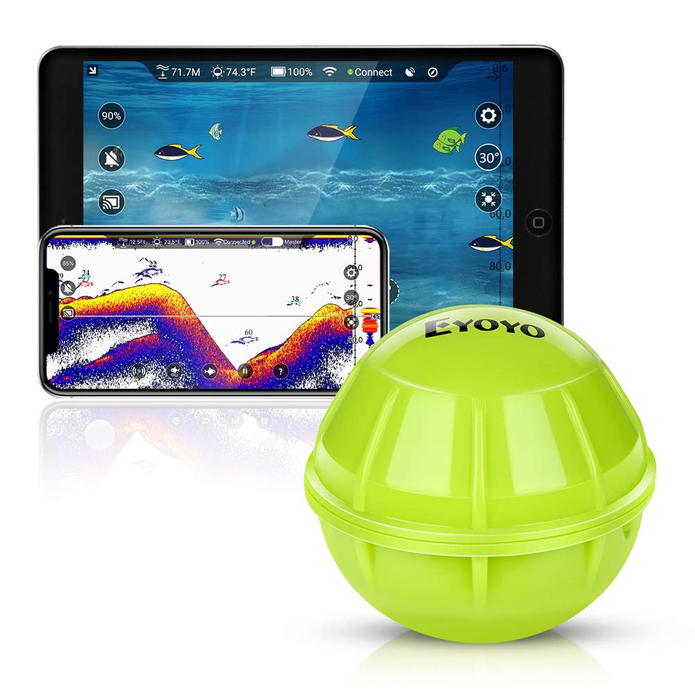 Eyoyo Smart Bluetooth Fish Finder, Portable Wireless Sonar Fishfinder Compatible with iOS & Android Phones for Dock, Shore, Boat, Ice Fishing