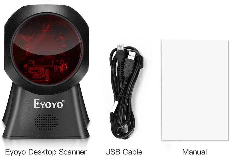 Eyoyo EY-7130 1D 2D Desktop Barcode Scanner, with Automatic Sensing  Scanning Omnidirectional Hands-Free Barcode Reader QR Screen Scanning  Platform Sc