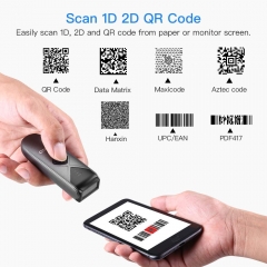 Eyoyo Bluetooth Barcode Scanner, Mini Portable Barcode Reader with USB Wired/Bluetooth/ 2.4G Wireless Connection 1D 2D QR PDF417 Data Matrix Image Scanner for iPad, iPhone, Android, Tablets PC