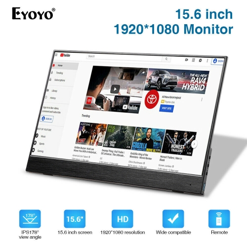 EYOYO EM15S 15.6" Portable Second Silm Monitor TFT LCD HD Display 5000mA 2.5h Standby
