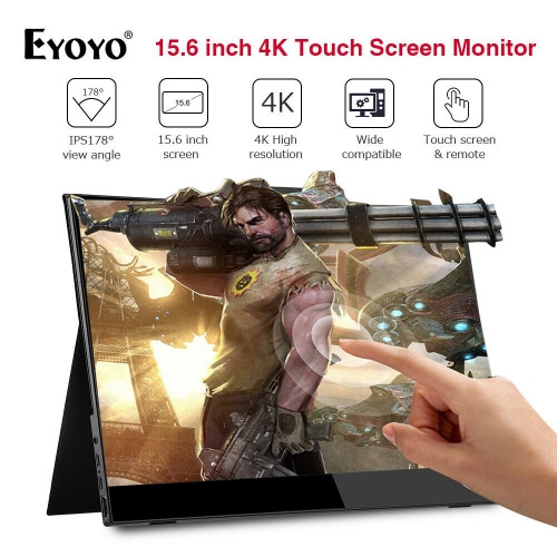 Eyoyo EM15X 15.6" IPS LCD 4K HDR HDMI Monitor USB-C Touch Screen 3840×2160 Second Monitor