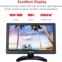 Eyoyo EM12K 12 inch HD 1920x1080 IPS LCD HDMI Monitor Screen Input Audio Video Display with BNC Cable for PC Computer Camera DVD Security CCTV DVR Home Office Surveillance