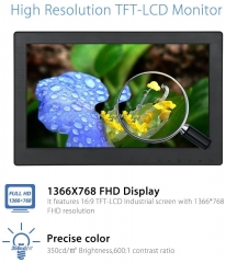 Eyoyo 12 Inch 16:9 Mini TFT LCD HDMI HD Monitor Screen 1366x768 Resolution with HDMI VGA BNC AV Input for PC Display