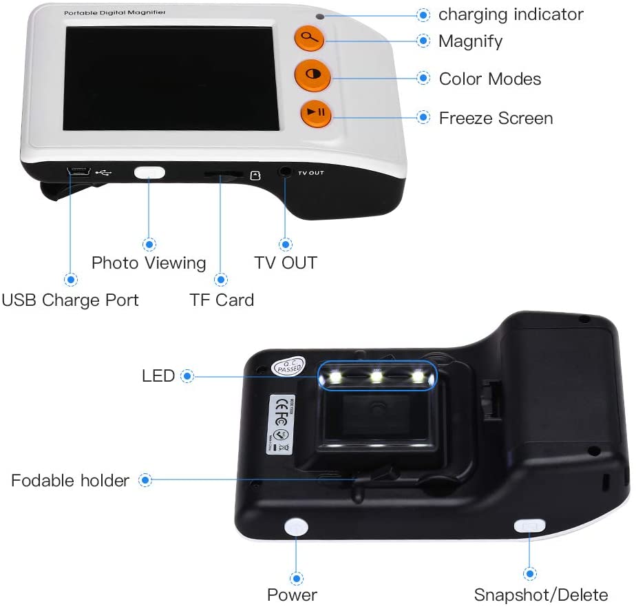 Cheap Digital Magnifier Electronic Reading Aid 3.5 inch LCD Screen for Low  Vision 2-25 Times Zoom with Foldable HandleA