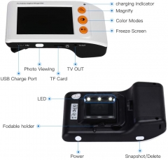 Eyoyo Portable Digital Magnifier Reading Aid 3.5 Inch LCD Screen for Low Vision 2x-25x Zoom Foldable Handle