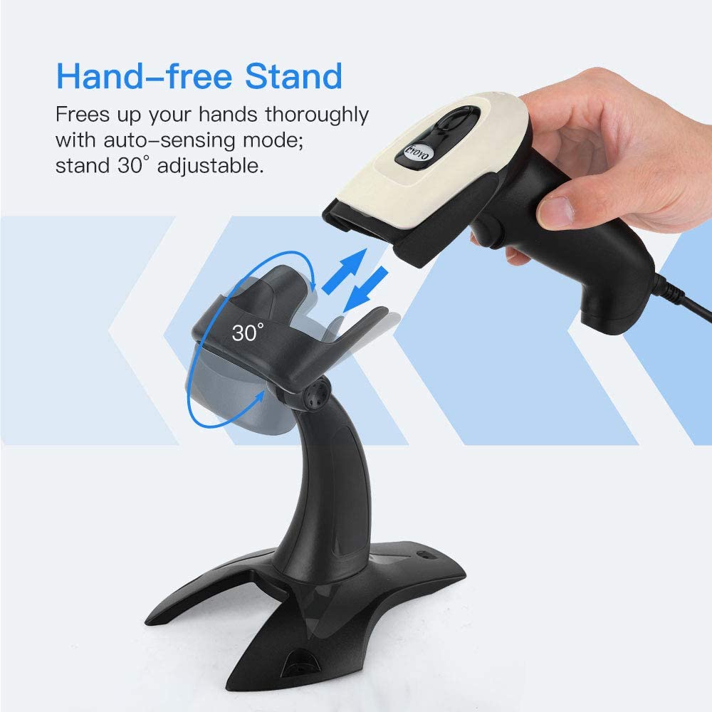 Eyoyo EY-011 Wireless 2D QR Barcode Scanner with Adjustable Stand