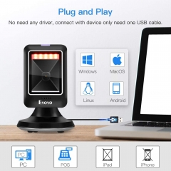Eyoyo 2D 1D Desktop Barcode Scanner, Platform Scanner with Automatic Sensing Scanning Omnidirectional Hands-Free USB Wired Barcode Reader Work with POS PC for Supermarket Library Retail Store