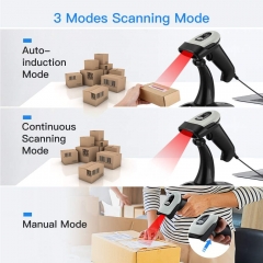 Eyoyo EY-011 Wireless 2D QR Barcode Scanner with Adjustable Stand, Bluetooth & 2.4G Wireless & USB Wired Handheld Barcode Reader with 1D 2D Screen Scanning Auto Sensing Connect Smart Phone Tablet PC