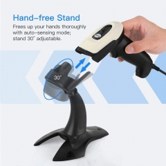 Eyoyo EY-011 Wireless 2D QR Barcode Scanner with Adjustable Stand, Bluetooth & 2.4G Wireless & USB Wired Handheld Barcode Reader with 1D 2D Screen Scanning Auto Sensing Connect Smart Phone Tablet PC