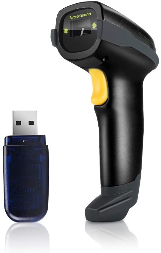 Eyoyo EY-018 1D Bluetooth Barcode Scanner Wireless,USB Wired/Bluetooth/ 2.4G Wireless Connection Hand Scanners with Time & Date Prefix Suffix USB Bar Code Reader for Inventory Management