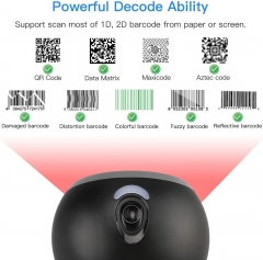 Eyoyo EY-6052 2D Desktop Barcode Scanner, Automatic Image Sensing Omnidirectional Hands-Free Scanner with USB Connection, Scan 1D QR Barcodes from Screen Barcode Reader for Supermarket Library Retail Store