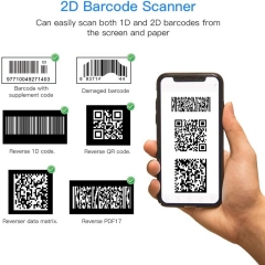 Eyoyo EY-021 2D Bluetooth Barcode Scanner, Portable Mini Wireless & USB Wired 3-in-1 QR Barcode Reader, Support Screen Scan Bookstore Express Warehouse Inventory Bar Code Scanner for iPhone iPad Android iOS