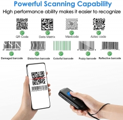 Eyoyo QR Code Scanner Bluetoth, with Volume Adjust Button and Physical Power Switch, Portable 2D Bar Code Scanner for Inventory, 2.4G Cordless Image Reader for Tablet iPhone iPad Android iOS PC POS