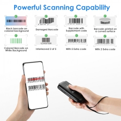 Eyoyo Mini 1D Bluetooth Barcode Scanner Wireless, With Power On/Off Button, Volume Up/Down Button,1500mAh Rechargeable Battery, Portable Bar Codes Reader for Windows, Mac Computer, Android, iOS Phones