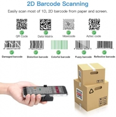 Upgraded Eyoyo 2D Bluetooth Barcode Scanner Wireless, Portable Back Clip-on Phone Bar Code Scanner for 1D QR PDF417 Data Matrix Code Reader, Work with iPhone, Android, for Warehouse Inventory Library