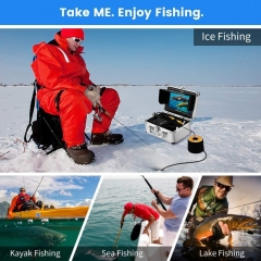 Eyoyo Underwater Fishing Camera, Ice Fishing Camera Portable Video Fish Finder, Upgraded 720P Camera w/ 12 IR Lights, 1024x600 IPS 7 inch Screen, for Ice, Lake, Boat, Sea Fishing (15m)