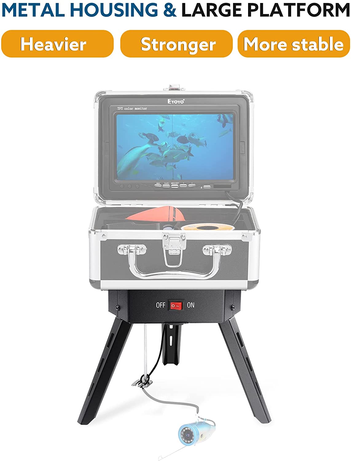 Eyoyo Underwater Fishing Camera w/DVR and Tripod Panner inch LCD Monitor  1000TVL Fishing Camera w/ 12 pcs IR Lights 30m Cable for Ice Fishing…