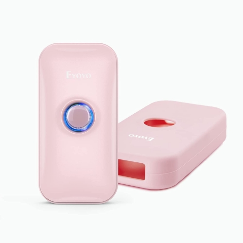 Eyoyo Mini 1D Bluetooth Barcode Scanner with Case, 3-in-1 Bluetooth & USB Wired & 2.4G Wireless Barcode Reader Portable Bar Code Scanning Work with Windows, Android, iOS, Tablets or Computers(Pink)