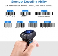 Upgraded Eyoyo 1D Wireless Ring Barcode Scanner Bluetooth, 3-in-1 USB Wired Inventory Bar Code Scanner Fast Scanning Portable Mini Finger Barcode Reader for Tablet iPhone IPad Android Windows Mac