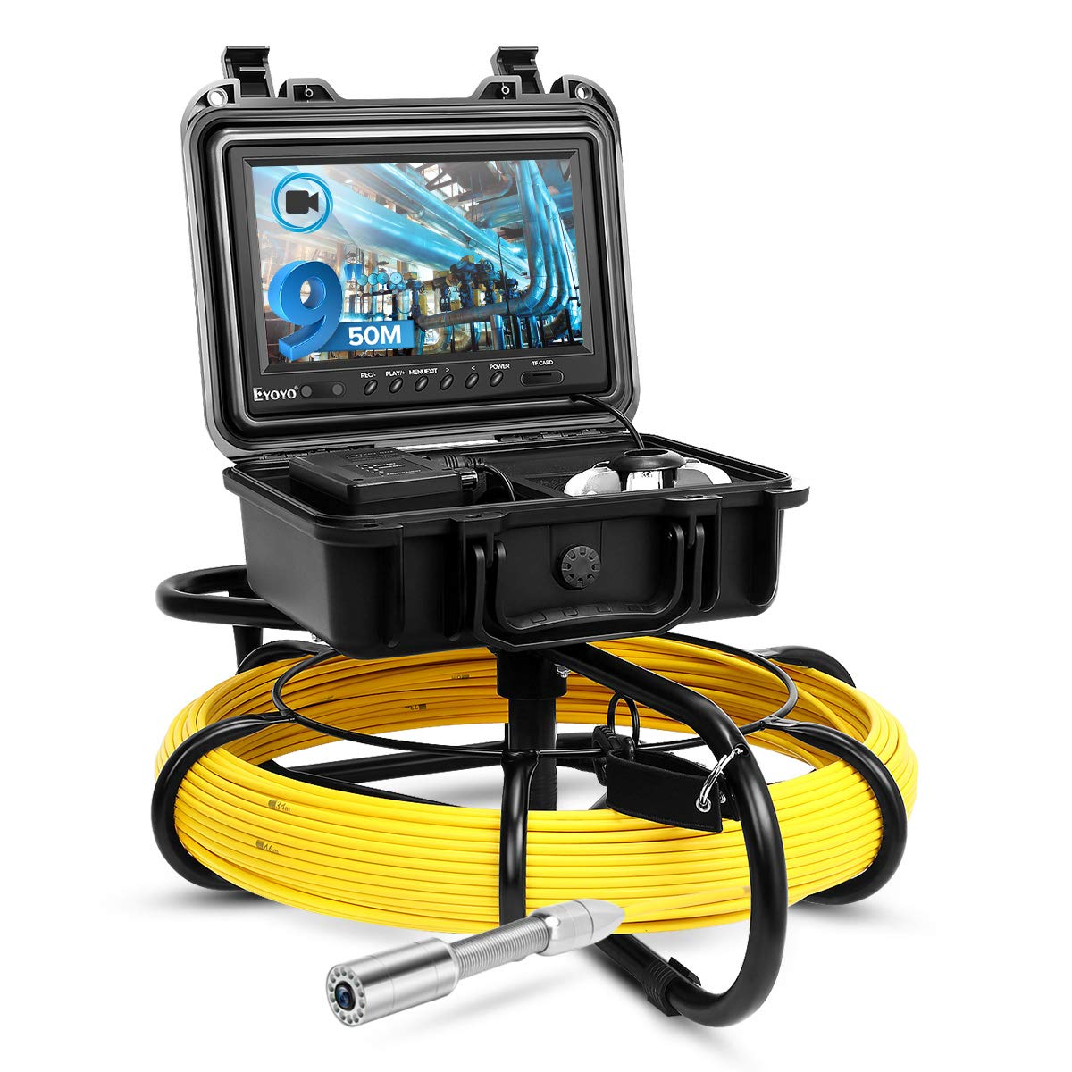 15m/50 Pipe Inspection Camera Endoscope Video Ft Sewer Drain Cleaner Waterproof 