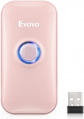Eyoyo Mini 1D Bluetooth Barcode Scanner, 3-in-1 Bluetooth & USB Wired & 2.4G Wireless Barcode Reader Portable Bar Code Scanning Work with Windows, Android, iOS, Tablets or Computers(Pink)