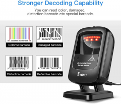 Eyoyo 2D Desktop Barcode Scanner, Omnidirectional Hands-Free USB Wired Barcode Reader, Capture Barcodes from Mobile Phone Screen, Automatic Image Sensing for Supermarket Library Retail Store