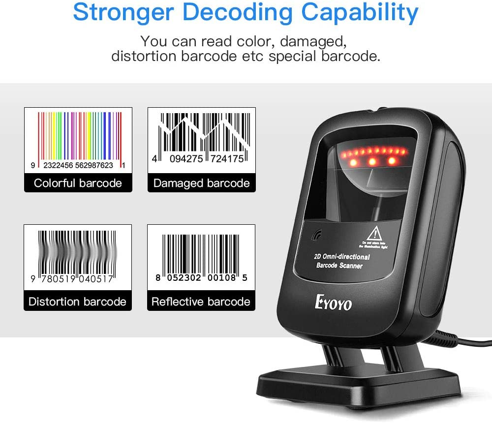 Handheld 1D/2D QR Bar Code Scanner Scanning Gun Barcode Reader For POS PC