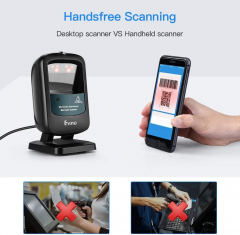 Eyoyo 1D 2D Hands-Free Barcode Scanner, Omnidirectional USB Wired Desktop Barcode Reader 1D 2D PDF417 Data Matrix Bar Code Reader with Automatically Scanning for Retail Store Supermarket Mall Business