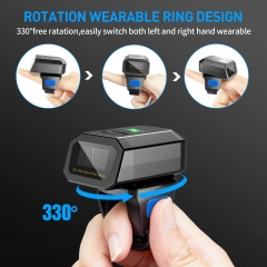 Eyoyo 2D Bluetooth Ring Barcode Scanner with Wireless Charging Dock,Left & Right-Handed Use, Wearable 1D QR Finger Hands Free Inventory Bar Code Reader Compatible for Tablet iPhone Android iOS PC