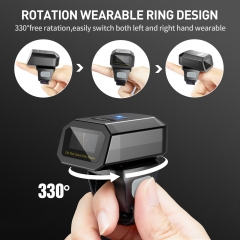 Eyoyo Bluetooth Ring Barcode Scanner with Wireless Charging Dock, Left&Right-Handed Use, Mini Wearable 1D Hands Free Inventory Finger Bar Code Reader for Tablet iPhone Android iOS Windows Mac OS