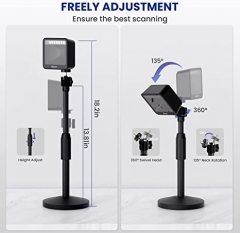 Eyoyo 1D 2D Hands-Free Barcode Scanner with Height Adjustable Stand, Omni-Directional Presentation Desktop Bar Code Scanner with Automatic Sensing Scanning for POS Checkout Counter Book Library Retail