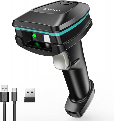 Eyoyo Industrial Barcode Scanner 1D 2D QR Handheld, Code Scanner 3 in 1 Bluetooth 2.4G Wireless USB Cable, Barcode Reader with Windows, Android, iOS, Tablets, Computer