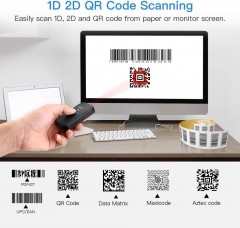 Eyoyo Mini Bluetooth 2D Barcode Scanner, 3-in-1 USB Wired/2.4G Wireless/Bluetooth Bar Code Reader Portable 1D QR Image Scanner PDF417 Data Matrix Code for iPad, iPhone, Android, Tablets or Computer PC