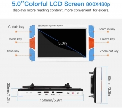 Eyoyo 5.0 inch Handheld Portable Video Digital Magnifier Electronic Reading Aids w/Handle, Rechargeable Battery, HDMI &AV Output, Voice Prompt Function (3-48X) for Low Vision