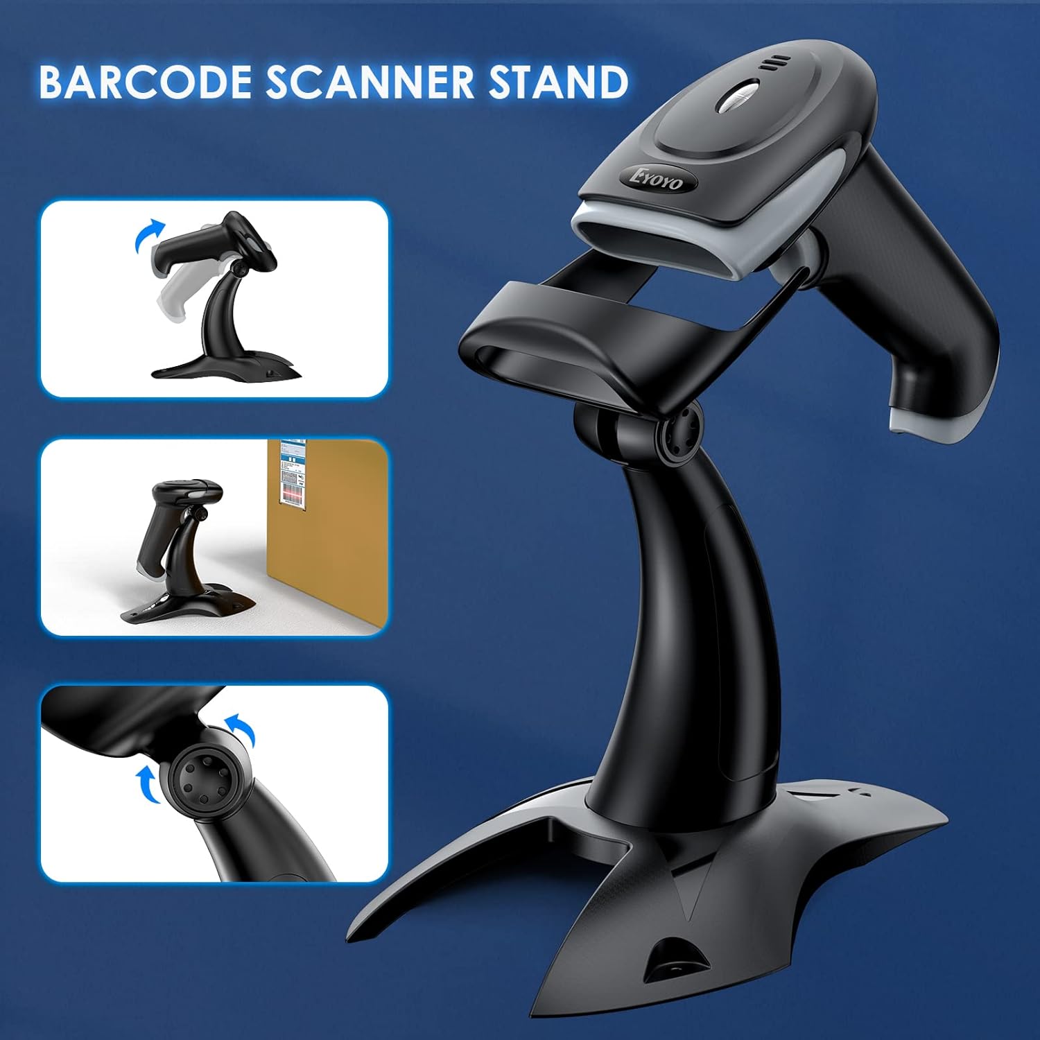 Eyoyo EY-011 Wireless 2D QR Barcode Scanner with Adjustable Stand