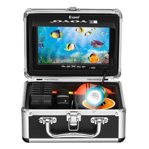 Eyoyo Underwater Fishing Camera Video Fish Finder Sea/River/Ice Fishing Camera 7" Monitor 1000TVL Camera w/ 12 White Lights 15m Cable