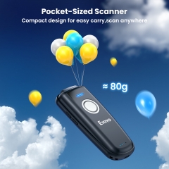 Eyoyo Mini 1D Bluetooth Barcode Scanner Wireless, With Power On/Off Button, Volume Up/Down Button,1500mAh Rechargeable Battery, Portable Bar Codes Reader for Windows, Mac Computer, Android, iOS Phones