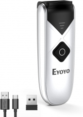Eyoyo Bluetooth 2D&1D Barcode Scanner, Portable Wireless Mini but Powerful Barcode Reader with 2.4G Wireless&Bluetooth&USB Wired Connection, QR Code Scanner for Phone, Tablet PC