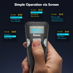 Eyoyo Bluetooth Barcode Scanner with Screen: Portable Mini 1D&2D QR Code Scanner for Retail Store, Library Book - USB Wired & Wireless Bar Code Reader Compatible for iPhone iPad Android Phone Laptop