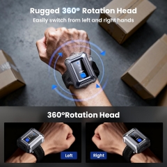 Eyoyo Wrist Wearable Barcode Scanner: Hands-Free Fast & Long-Range Scanning, Portable Mini Bluetooth Wireless 1D 2D QR Code Scanner Reader for Warehouse...