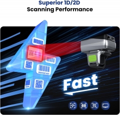 Eyoyo Ring Barcode Scanner with Screen: Fast & Long-Range Scanning, Mini Wearable 1D&2D Wireless Bluetooth Finger QR Code Scanner Compatible with iPhone iPad Android Phone for Warehouse Inventory