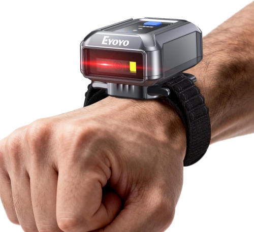 Eyoyo Wrist Wearable Barcode Scanner: Hands-Free Fast & Long-Range Scanning, Portable Mini Bluetooth Wireless 1D 2D QR Code Scanner Reader for Warehouse...