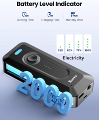 2-Pack Eyoyo 2D Bluetooth Barcode Scanner Wireless with Clip, 2000mAh Battery with Level Indicator, Portable Mini Barcode Reader for Library Inventory Compatible with iPhone, iPad, Android Phone