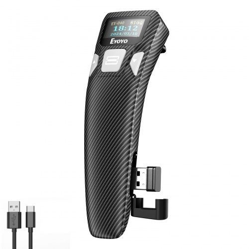 Eyoyo Bluetooth Barcode Scanner with Screen: Portable Mini 1D&2D QR Code Scanner for Retail Store, Library Book - USB Wired & Wireless Bar Code Reader Compatible for iPhone iPad Android Phone Laptop