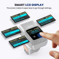 Eyoyo Wearable Bluetooth Ring Barcode Scanner with Display, Mini 1D Wireless Finger Bar Code Scanner Reader Inventory Compatible with iPad iPhone Android, Left&Right-Handed Use, Fast&Accurate Scanning