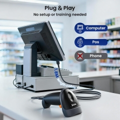 Eyoyo 2D Handheld USB QR Code Scanner, Wired Automatic Barcode Scanner Data Matrix PDF417 Bar Code Reader with USB Cable for Mobile Payment POS, Convenience Store, Warehouse, Supermarket
