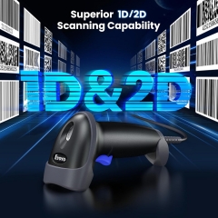 Eyoyo EYH2 Handheld USB 2D Barcode Scanner, Wired Automatic QR Code Scanner Data Matrix Bar Code Reader with Long USB Cable for POS Mobile Payment, Convenience Store, Supermarket, Warehouse(Blue)