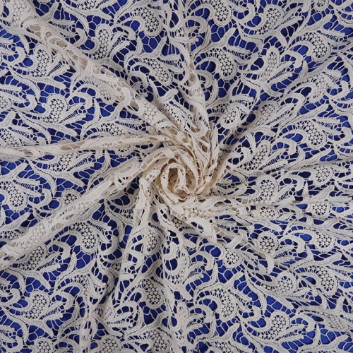 African White Cotton Embroidery Lace Fabric Customized Guipure Chemical Lace